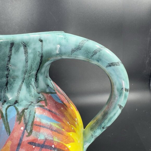 Vietri Italian RedWare Pottery Pitcher Carafe Jug Hand Painted Large Italy VTG - Picture 3 of 16